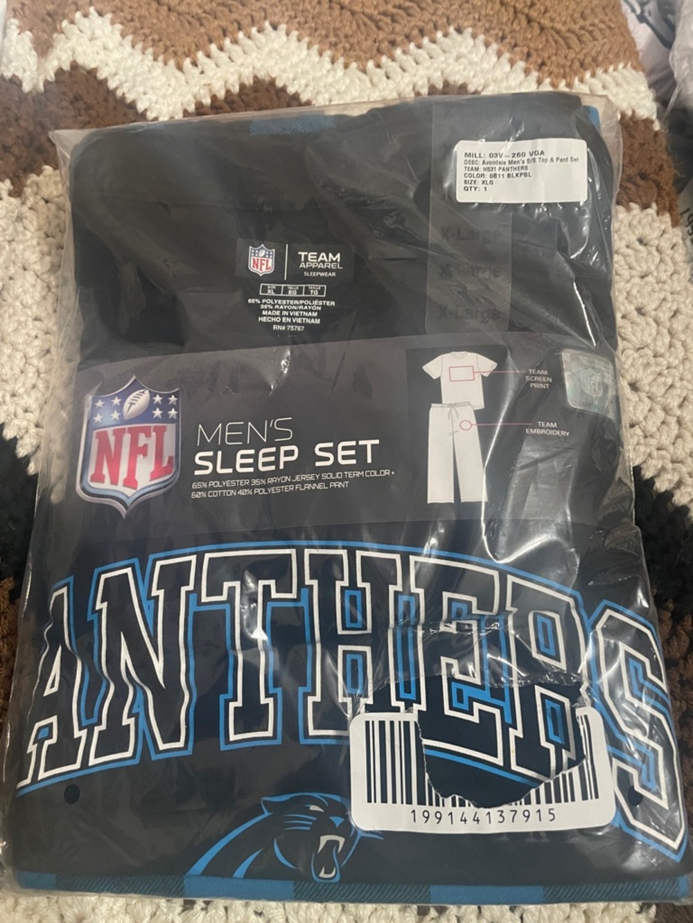NFL Carolina Panthers Sleep Set - Black & Blue